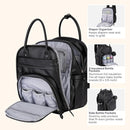 BabbleRoo Leather Diaper Bag Backpack - Baby Essentials Travel Baby Bag, Multi function, with Changing Pad, Stroller Straps & Pacifier Case – Unisex, Black by TinyTreasures Baby Boutique