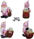 Solar Garden Gnome Statue with Crackle Glass Globe Lights, Waterproof Outdoor Decor for Patio, Lawn, or Yard, Whimsical Housewarming Gift(Pink Gnomes) by CozyNest Decor