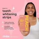 Zimba Teeth Whitening Strips Vegan Whitening Strip Enamel Safe Teeth Whitening Hydrogen Peroxide Teeth Whitener for Coffee, Wine, and Other Stains, 28 Strips (14 Day Treatment), Peach by CozyNest Decor