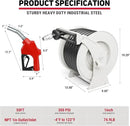 Diesel Fuel Hose Reel 1" x 50FT 300PSI Retractable Fuel Hose Reel Heavy-Duty Steel Ratchet Spring Driven Professional Diesel Hose Reel Auto Swivel Rewind with Fuel Nozzle for Vehicle Tank Truck Ship by GreenHaven Gardens