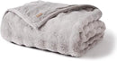 EVERGRACE Ultra Soft Luxury Fluffy Ridgeline Faux Rabbit Fur Throw Blanket, Thick Warm Fuzzy Blankets for Winter, Cozy Plush Reversible Blanket for Couch, Bed, Sofa, Taupe, 80x90 Inches, 870 GSM by CozyNest Decor