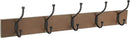 Amazon Basics Rectangular Farmhouse Wall-Mounted Coat Rack with Storage Hooks, 5 Hooks, Barnwood by CozyNest Decor