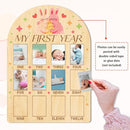 ORIGACH My First Year Baby Growth Photo Display Wood Board - 12 Months Newborn Milestones Photo Board - Neutral Baby Keepsake Frame 1st Birthday Party Nursery Decor New Mom Gift - Rabbit by TinyTreasures Baby Boutique