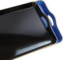 Spsyrine Large Blue Serving Tray with Handles, Plastic Decorative Tray for Coffee Table, Ottoman, Bathroom, Home Decor 17.3"*11.8"*2" by CozyNest Decor