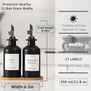 HOMCDALY Olive Oil Dispenser for Kitchen, 11.8oz Glass Kitchen Dispenser Bottle, Black Oil&Vinegar Cruet Set, Leakproof Olive Oil Bottles | Set of 2 (11.8oz – Black) by CozyNest Decor
