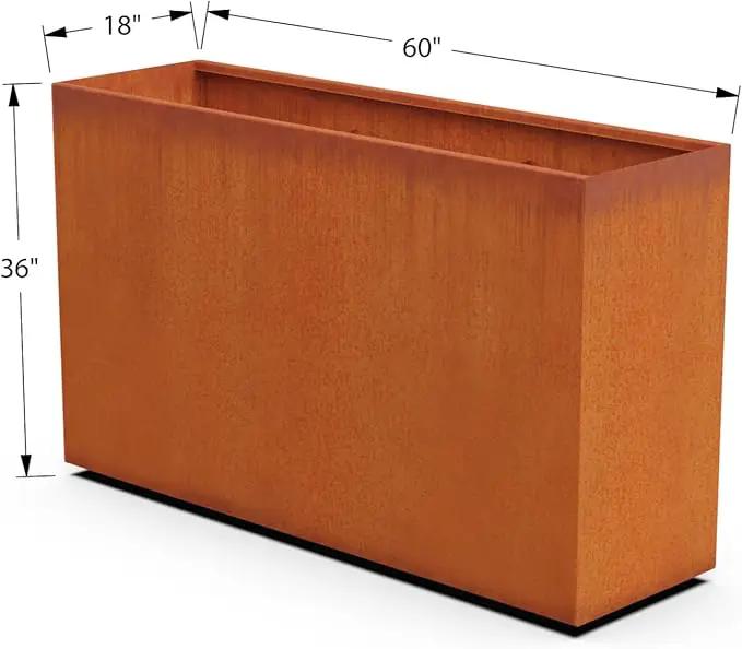 Corten Steel Planter Rectangle Outdoor Metal Garden Box Heavy Duty | Made in USA | Fully Assembled, photo 5 of 7