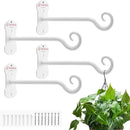 Kingsyard 4 Pack Wall Plant Hanger - Heavy Duty Metal Hanging Bracket Hooks for Hanging Plant Bird Feeders Lanterns Wind Chimes Indoor/Outdoor. White by GreenHaven Gardens
