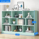 IOTXY Open Shelf Low Bookcase - Wooden 3-Tier Floor Standing Display Cabinet Organizer with Base, 10 Cubes Short Horizontal Bookshelf in Tiffany-Green by CozyNest Decor