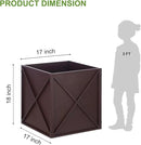 Metal Square Planter Box Tall Planters for Outdoor Plants Modern Heavy Duty with Drainage Holes for Outside Indoor Patio Deck - Brown, 17”x 17”x 18” by GreenHaven Gardens