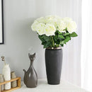 White Fake Roses Artificial Flowers - 16 Pcs Fake Artificial Roses Silk Flowers with Stems for Home Wedding Hotel Office Centerpiece Decor by CozyNest Decor