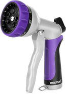 RESTMO Garden Hose Nozzle, Heavy Duty Metal Water Hose Nozzle with 7 Adjustable Spray Patterns, High Pressure Hand Sprayer with Flow Control, Best for Watering Plant & Lawn, Washing Car & Pet, Purple by GreenHaven Gardens