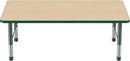 Factory Direct Partners FDP Rectangle Activity School and Classroom Kids Table (36 x 60 inch), Toddler Leg, Adjustable Height 15-24 inches - Maple Top and Green Edge by CozyNest Decor