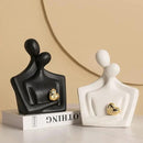 Porcelain Romantic Couple Figurines Statue Black Aesthetic Decorations Hugging Couple Sculptures - Modern Ceramic Sculpture Home Accents for Living Room Bedroom Coffee Table, Desktop, Bookshelf by CozyNest Decor