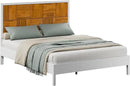 Bme Madia Bed Frame, Mid Century Queen Bed Frame and Headboard with Unique & Trendy Fluted Pattern, 800lbs Capacity Platform Bed Frame, Solid Acacia Wood Slat Support, Easy Assembly White Bed Frame by CozyNest Decor