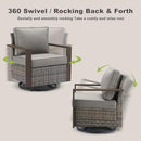 Outdoor Patio Swivel Rocker Chairs - Wicker Rattan Patio Swivel Rocking Chairs Set of 2 with Metal Wide Armrest, Thick Cushions and Deep Seating for Deck Porch Sunroom Garden(Mixed Grey/Grey) by CozyNest Decor