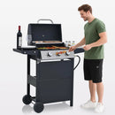 3-Burner Propane Gas BBQ Grill, Porcelain-Enameled Cast Iron Grates and 2 Foldable Side Tables, 25,650 BTU Stainless Steel Grill for Outdoor Camping Barbecue Grilling Backyard Cooking by GreenHaven Gardens