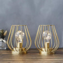 TRIROCKS Set of 2 Metal Battery Operated Lamp 7'' Tall Cage Shape Cordless Table Lamp Battery Lanterns with Warm Fairy Lights Bulb for Patio Garden Wedding Parties Indoor Outdoor(Gold) by GreenHaven Gardens