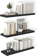 12 Inch Deep Floating Shelves for Wall 3 Pack Floating Shelves Large Storage Space Wall Mount Shelf for Living Room Kitchen Bathroom 36" W x 12" D x 1.2" H Black by CozyNest Decor