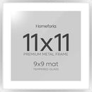Homeforia 11x11 Picture Frame Silver, High End Metal 11 by 11 Square Frames with Mat 9 x 9 Photo, 11x11 Thin Poster Frame Matted to 9x9 inch Art, Wall Hanging Frame, Tempered Glass, Wall Kit, Set of 1 by CozyNest Decor
