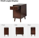 HULALA HOME End Table with Drawer Set of 2, Modern End Table with USB Ports and Outlets, Wooden Side Table with Storage-Walnut by CozyNest Decor