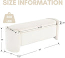 ROCTY White Boucle Storage Bench - 50" Sherpa Ottoman Bench for Bedroom, Entryway, Living Room & Vanity - Teddy Fabric with Storage & Seating