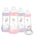 MAM 9oz Easy Start Anti-Colic Baby Bottles, Medium Flow with Bonus Fast Flow Nipple, Breastfeeding-Like Silicone, Reduces Colic and Gas, Easy-to-Clean, BPA-Free, 2 Plus Months by TinyTreasures Baby Boutique