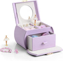 Vlando Musical Jewelry Box with Spinning Ballerina, Lockable Girls’ Jewelry Organizer for Necklaces Rings and Hair Accessories, Gift for Girls and Kids, Purple by TinyTreasures Baby Boutique