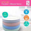Elk and Friends Kids 7.8” Porcelain White Plates with Silicone Sleeves | Divided Plates | Suitable for Kids/Toddlers | Microwave & Dishwasher Safe | Non Slip | Snack Dishes… by TinyTreasures Baby Boutique