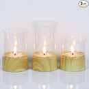 Battery Operated Candles with 6H Timer, 3 Pack Glass LED Flikcering Flameless Candles, Clear Pillar Candles with 3D Flame for Spring Wedding Home Bedroom Decor(Set of 3) by GreenHaven Gardens