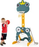 Costzon Toddler Basketball Hoop, 4-in-1 Kids Sports Activity Center with Rim, Soccer Goal, Golf, Ring Toss, Height Adjustable Kids Basketball Hoop with Fillable Base for Indoor Outdoor (Green Frog) by TinyTreasures Baby Boutique
