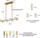 Dining Room Light Fixture,Gold Modern Crystal Chandelier Rectangular Pendant Light with 8 Light Farmhouse Chandeliers for Kitchen Island Dining Room Living Room Bedroom by CozyNest Decor
