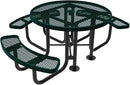 Heavy-Duty Portable Outdoor Picnic Table with Umbrella Hole, Expanded Metal Patio Dining Furniture Made in America (46" Round Top, Textured Dark Green) by GreenHaven Gardens