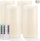 Homemory 4" x 8" Large Waterproof Outdoor Flameless Candles with Remote Control and Timer, Battery Operated Flickering LED Pillar Candles for Indoor Outdoor Lanterns, Porch, Long Lasting, Set of 4 by CozyNest Decor