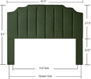 24KF Dark Green Teddy Fabric Tufted for Queen Upholstered Headboard, Modern Vertical Channel Design Full Headboard with Stepped Silhouette Top Edge, 6026-Q-Teddy Dark Green by CozyNest Decor