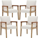 Mid Century Modern Dining Chairs Set of 4 Fabric Upholstered Living Room Side Chair, Kitchen Arm Chair with Solid Wood Legs for Home Restaurant, Linen White by CozyNest Decor