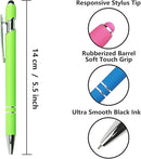 Ballpoint Pen with Stylus Tip, Soft Touch Click Metal Pen, 1.0mm Medium Point, Black Ink, 12 Count(Light Green) by TinyTreasures Baby Boutique