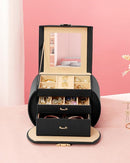 Homde Girls Jewelry Box Jewelry Storage Case Organizer with Mirror for Rings, Earrings, Bracelets, Necklaces (Black + Gold) by TinyTreasures Baby Boutique
