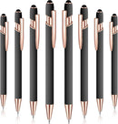 8 Pieces Ballpoint Pen with Stylus Tip Black Ink 2 in 1 Stylus Metal 1.0 mm Medium Point Smooth Pen Rainbow Colorful Rubberized Ballpoint for Touch Screen Tablet(Gray) by TinyTreasures Baby Boutique