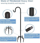92 Inch Outdoor Shepherd Hooks with 5 Pronger Base (2 Packs), Adjustable Heavy Duty Garden Hanging Stand Holder for Bird Feeders Lanterns Planter Hanger, Matte Black by GreenHaven Gardens