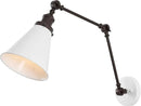 JONATHAN Y JYL7462C Rover 7" Classic Industrial Metal Adjustable Arm LED Wall Sconce, White/Oil Rubbed Bronze for Bedroom, Bathroom, Vanity by CozyNest Decor