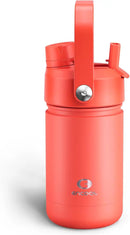 Kids Insualated Water Bottle with Straw - 12oz Stainless Steel Water Bottle with Dual Spouts, Leak-Proof, BPA-Free, Double Wall Vacuum Keeps Cold for 24 Hours for Sports, Travel, School (Tawny Orange) by CozyNest Decor