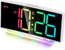 Cadmos Loud Alarm Clocks for Heavy Sleepers,Adults,Kids,Teens,Large Digital Display,7 Color Night Light,Adjustable Volume,Battery Backup,Small Bedside Clocks for Bedrooms (White+Dynamic) by TinyTreasures Baby Boutique