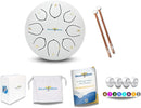 The Balmy Drum - 8 Note 6 Inch Steel Tongue Drum, Steel Drum Instrument, Drums For Children and Adults, Balmy Drum Set for Kids with Music Book, Handpan, Mallet and Carry Bag (White) by TinyTreasures Baby Boutique