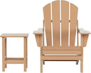 WO Home Furniture Adirondack Chair Table Set of 2 PCS Outdoor Folding Chair w Side Table Weather/UV Resistant for Lawn, Garden, Bon Fire, Balcony (Teak) by GreenHaven Gardens