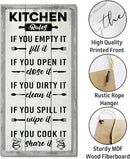 Hanging Kitchen Rules Wood Decor Sign, Rustic Kitchen Wooden Signs, Printed Wood Wall Art Sign, Kitchen Door Rules Rustic Sign, Hanging Wood Sign Kitchen Decor, Funny Farmhouse Kitchen Wall Décor J1 by CozyNest Decor