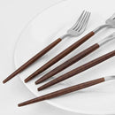 Matte Silver Silverware Set With Brown Handle, Vanys 20 Piece Stainless Steel Cutlery Flatware Set, Kitchen Utensil Sets for 4, Tableware With Knife Spoons And Forks Set, Satin Finished Polished by CozyNest Decor