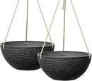 LA JOLIE MUSE Hanging Planters for Indoor Plants, Medium Hanging Planters with Drain Holes, Outdoor Hanging Flower Pots, Matte Black, Honeycomb (10 Inch, Set of 2) by CozyNest Decor