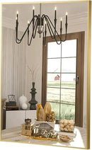 FARMER 16x20 Inch Gold Bathroom Mirror, Rectangle Wall Mounted Mirror, Vanity Mirror, Brushed Square Mirror, Framed Bathroom Mirror for Bedrooms, Entryways, Living Rooms, Horizontal/Vertical by CozyNest Decor