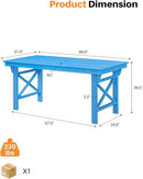 HDPE Outdoor Dining Table, 66.9” Rectangle Patio Dining Table for 6, All-Weather HDPE Outdoor Table with 2.2” Umbrella Hole, HDPE Patio Furniture for Deck, Backyard, Garden, Pool, Sky Blue by CozyNest Decor