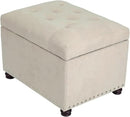 Joveco Storage Ottoman, 24" Fabric Rectangle Tufted Bench Foot Rest Stool for Living Room Bedroom, Beige by CozyNest Decor